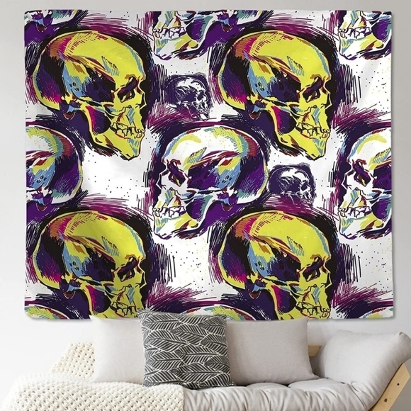 Yeacun Trippy Colorful Skull Tapestry Psychedelic Cool Tapestries and Picture - Picture 3 of 6